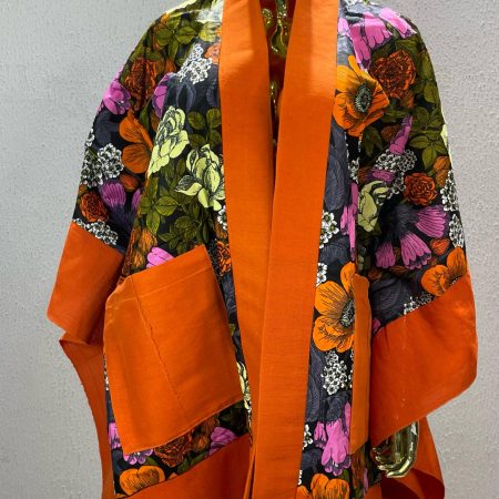 Bold Bloom Kimono Jacket – Floral & Orange Statement Wear