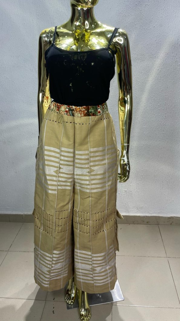 Elegant Beige Striped Pant Set