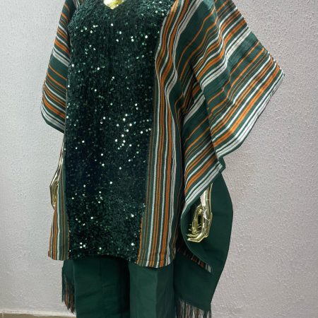 Emerald Grace Sequin Aso-Oke Set – Women’s Luxe Edition