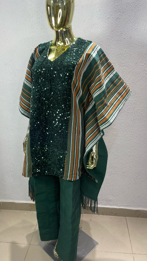 Emerald Grace Sequin Aso-Oke Set – Women’s Luxe Edition