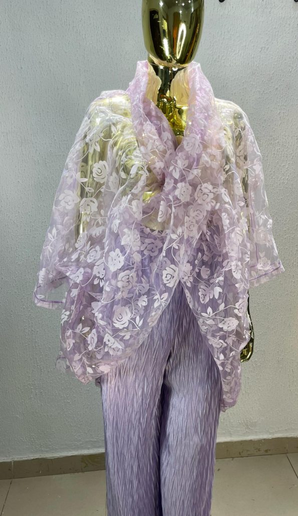 Lilac Bloom Organza & Jacquard Set – Women’s Elegant Ensemble