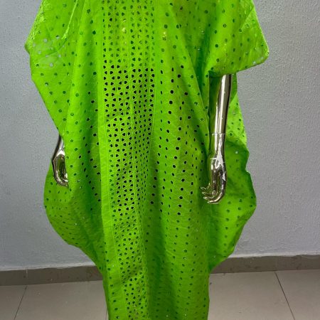 Lime Glow Eyelet Kaftan