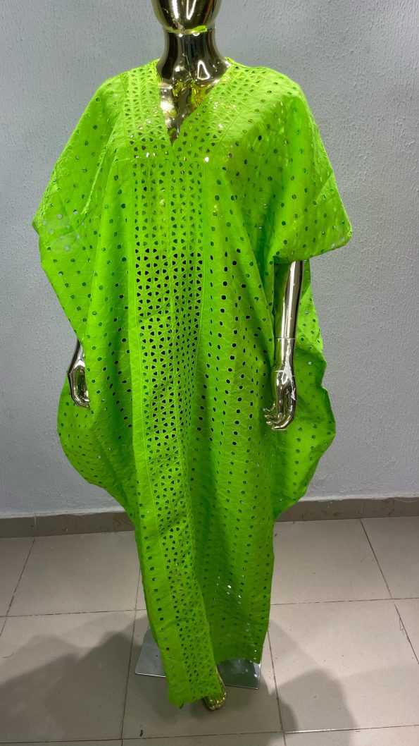 Lime Glow Eyelet Kaftan