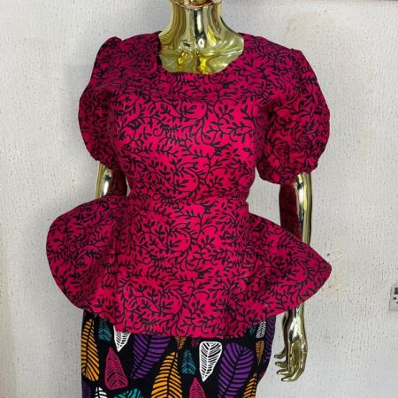 Vibrant Bloom Ankara Peplum Set