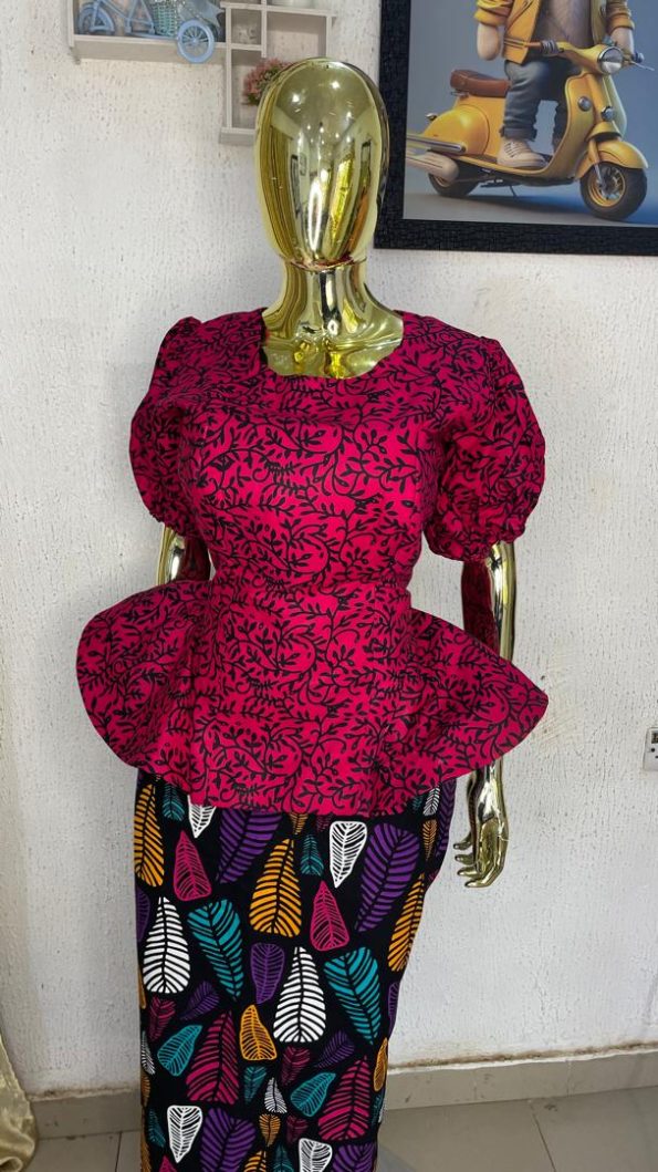 Vibrant Bloom Ankara Peplum Set