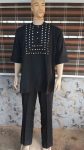 Men’s Black Traditional Senator Wear with Studded Embellishments