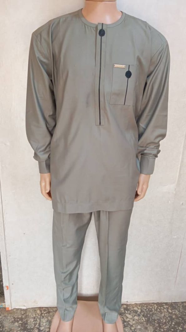 Men’s Olive Green Long Sleeve Senator Wear with Minimalist Black Detailing