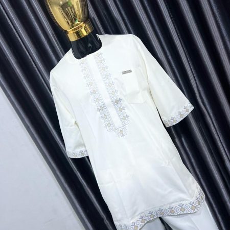 Regal Ivory Embroidered Kaftan Set