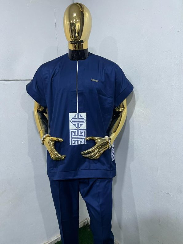 Royal Blue Senator Wear – White Embroidery Edition