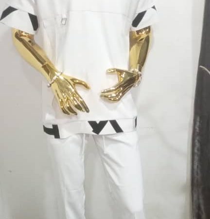 Urban Luxe Men's Designer Two-Piece Set – White with Black Accents